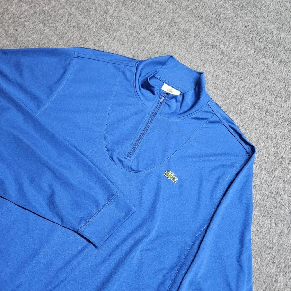 Lacoste Sport Pullover Mens 7 Blue Quarter Zip Performance Long Sleeve Mock Neck